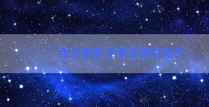 张大美丽 记录生活的句子